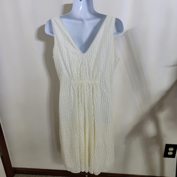 MSSP Max Studio Women's Off White Crochet Sleeveless Dress, Size Small - Picture 2 of 6